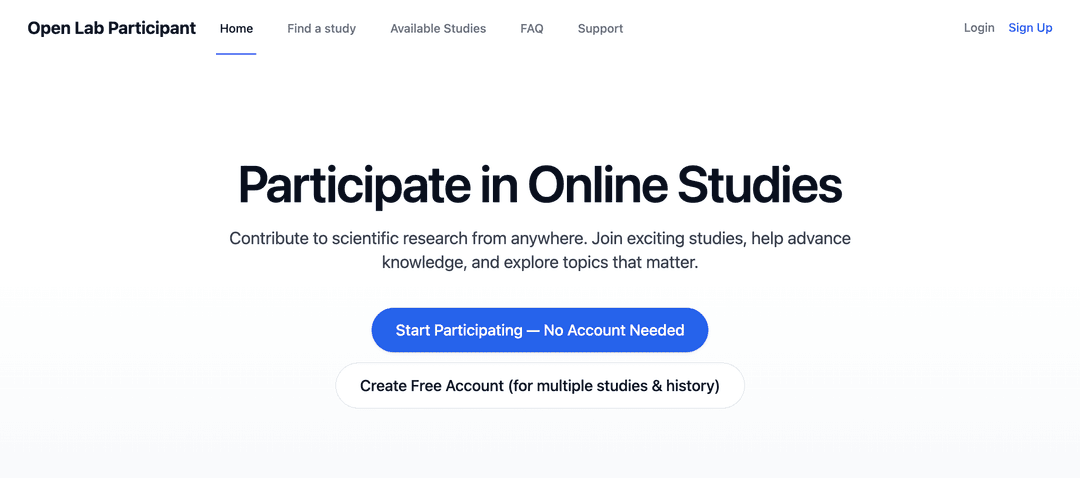 Open Lab — Online experiments for researchers