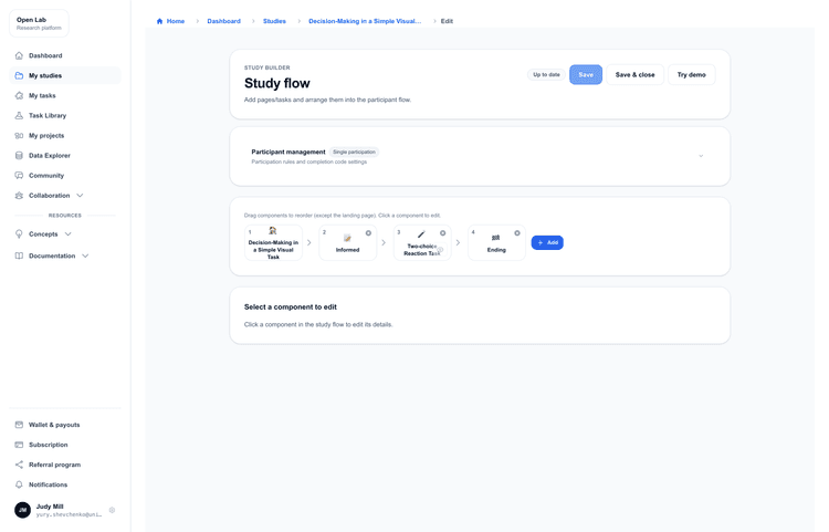 Open Lab — Online experiments for researchers