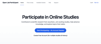 Open Lab Application Open Lab β Online experiments for researchers